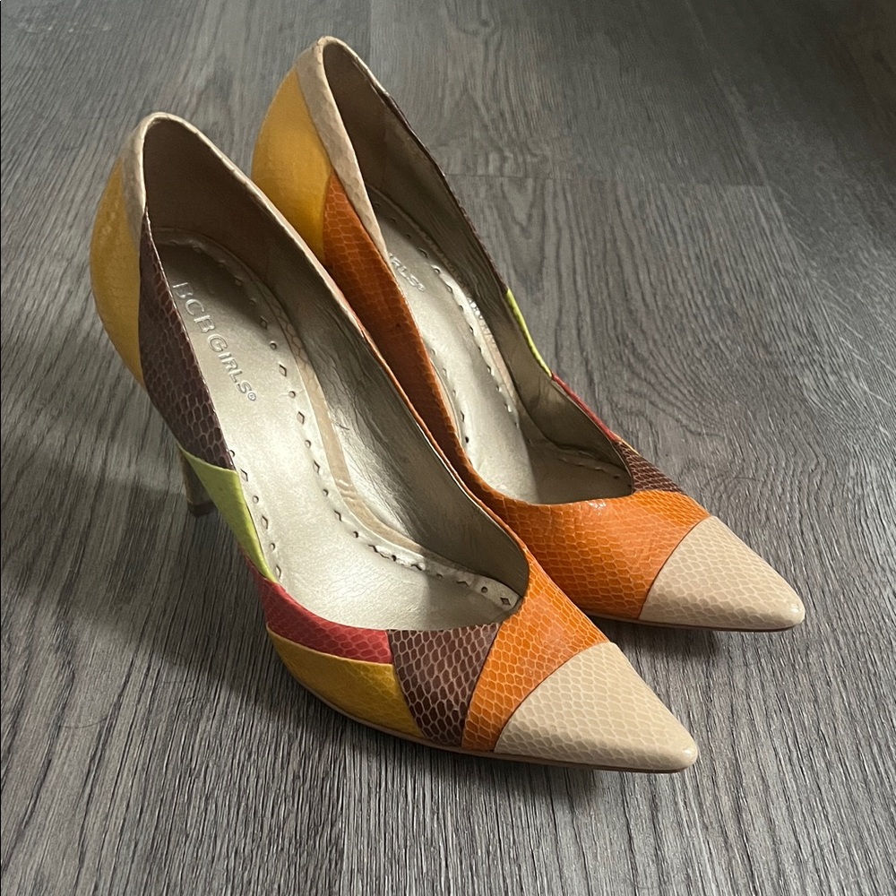 BCBGirls Colorful Patchwork Heels